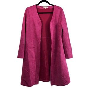 Solitaire Anthropologie Duster Jacket Faux Suede Open Cardigan Pink Size Medium